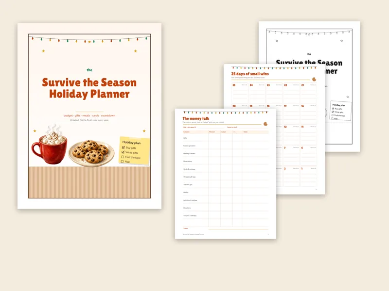 Survive the Season holiday planner pages